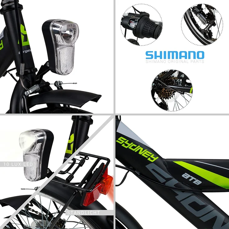 Bergsteiger Jugendfahrrad Sydney, 7 Gang Shimano Tourney RD-TY300 Schaltwerk, Kettenschaltung – Bild 9