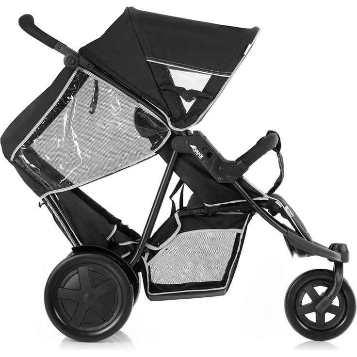 Hauck Geschwister Kinderwagen Freerider / Dreirad Buggy für 2 Kinder / Sitz Unten Abnehmbar / Höhenverstellbar / Regen Verdeck inklusive / Belastbar bis 36 kg / Schmal / Leicht Faltbar / Schwarz – Bild 9