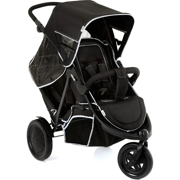 Hauck Geschwister Kinderwagen Freerider / Dreirad Buggy für 2 Kinder / Sitz Unten Abnehmbar / Höhenverstellbar / Regen Verdeck inklusive / Belastbar bis 36 kg / Schmal / Leicht Faltbar / Schwarz – Bild 4