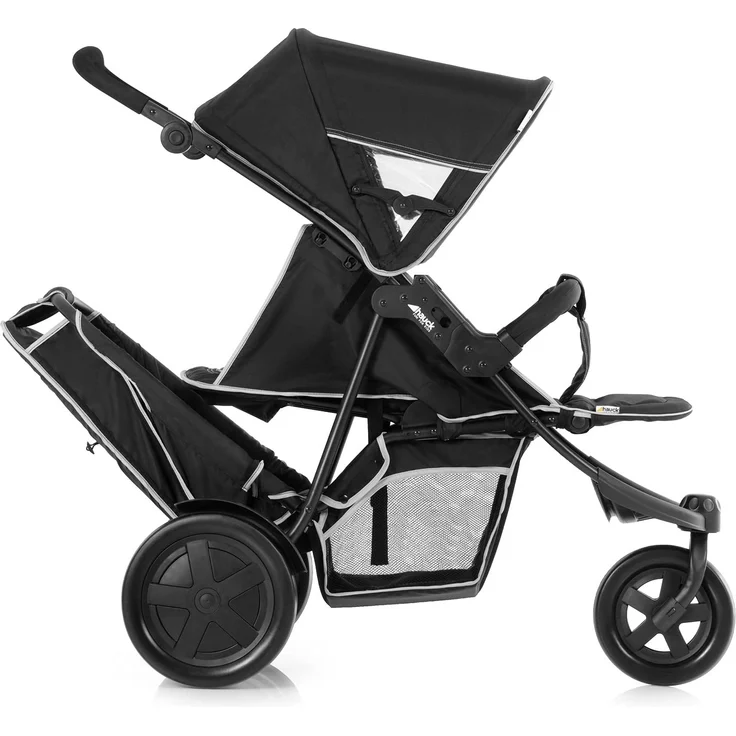 Hauck Geschwister Kinderwagen Freerider / Dreirad Buggy für 2 Kinder / Sitz Unten Abnehmbar / Höhenverstellbar / Regen Verdeck inklusive / Belastbar bis 36 kg / Schmal / Leicht Faltbar / Schwarz – Bild 5