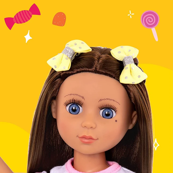 Glitter Girls Puppe Kika – Bewegliche 36 cm Puppe mit Puppenkleidung, Zubehör und braunen Langen Haaren zum Frisieren – Spielzeug ab 3 Jahren (7 Teile) – Bild 2