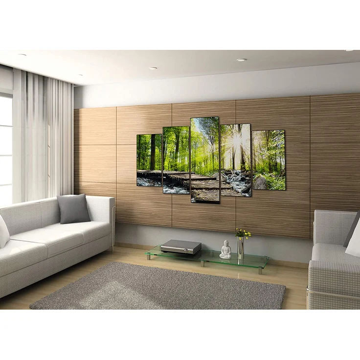 Schipper 609450774 Malen nach Zahlen, Am Wildbach - Bild malen für Erwachsene, inklusive Pinsel und Acrylfarben, 5 Bilder, Meisterklasse Polyptychon - Profi-Edition, 132 x 72 cm – Bild 5