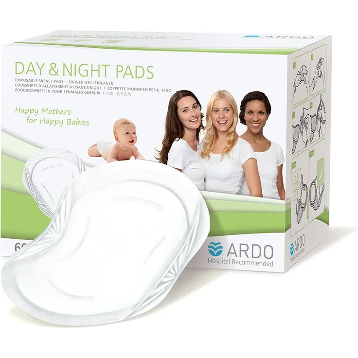 Ardo Day & Night Pads – Einweg-Stilleinlagen – Für einen sicheren Auslaufschutz und ein trockenes, angenehmes Gefühl bei Tag und bei Nacht – 60 Stück