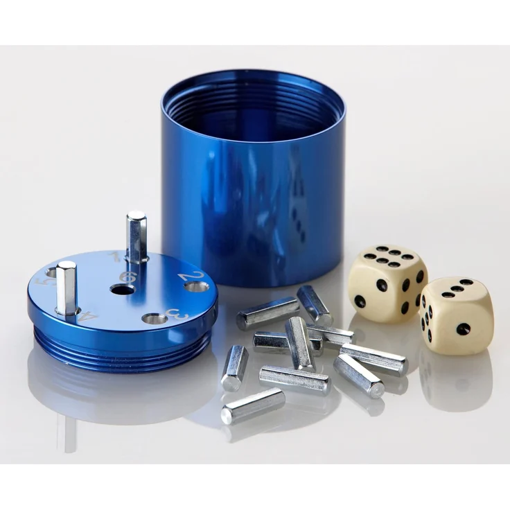BestSaller 3005 'SUPER SIX' Aluminum, 36 Spielstäbchen & 2 Würfel, blau (1 Stück) – Bild 2
