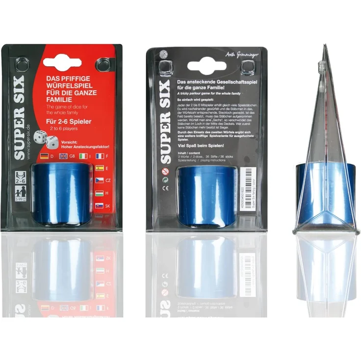 BestSaller 3005 'SUPER SIX' Aluminum, 36 Spielstäbchen & 2 Würfel, blau (1 Stück) – Bild 5