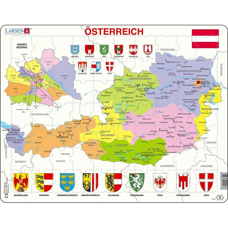 Larsen K41 Rahmenpuzzle "Österreich" 70 Teile