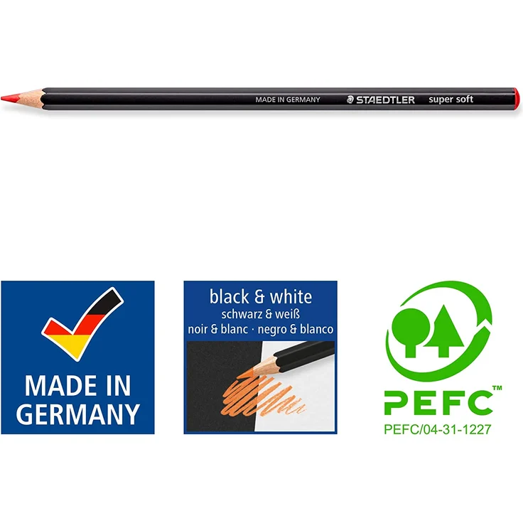 STAEDTLER 149C C24 Buntstifte (klassisches Sechskantformat, super weiche Mine, hohe Deckkraft auf hellem und dunklem Papier) Kartonetui mit 24 leuchtenden Farben – Bild 5