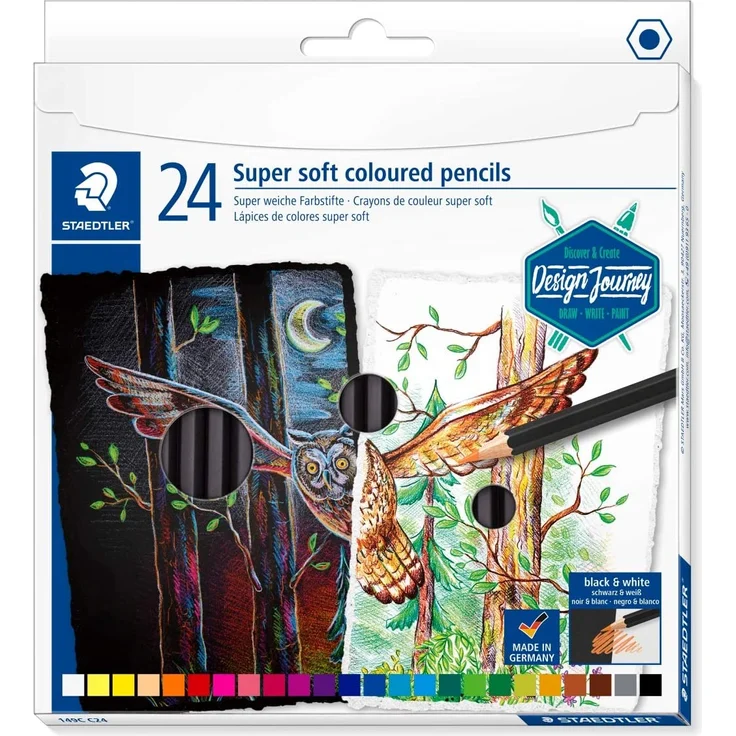 STAEDTLER 149C C24 Buntstifte (klassisches Sechskantformat, super weiche Mine, hohe Deckkraft auf hellem und dunklem Papier) Kartonetui mit 24 leuchtenden Farben – Bild 1