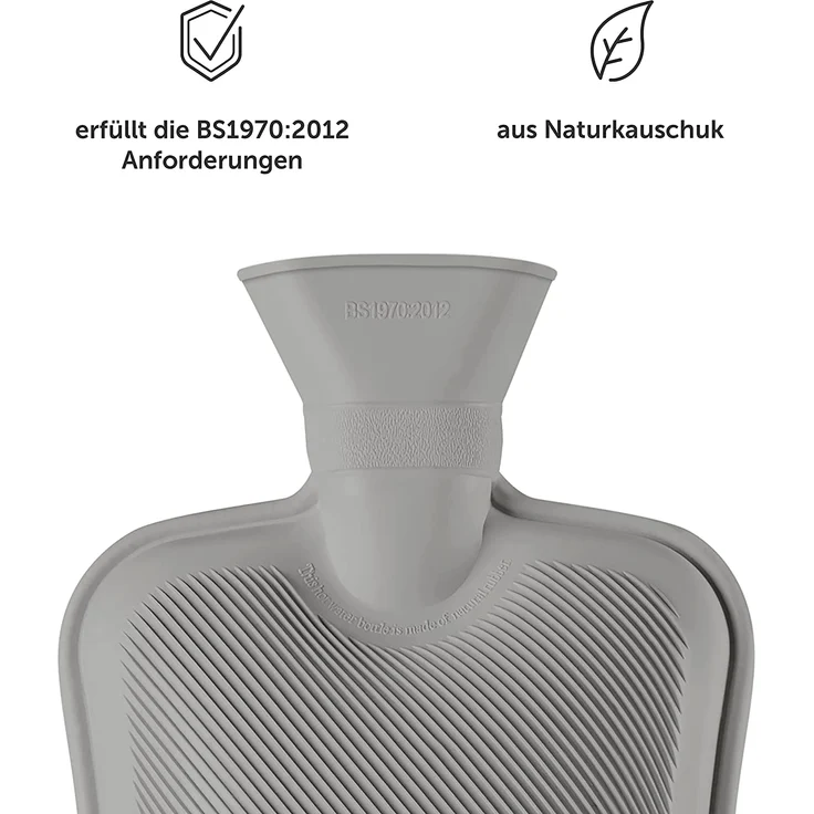 Blumtal Wärmflasche mit weichem Bezug - 1,8L Wärmeflasche, Bettflasche, Wärmflasche flauschig, grau – Bild 6