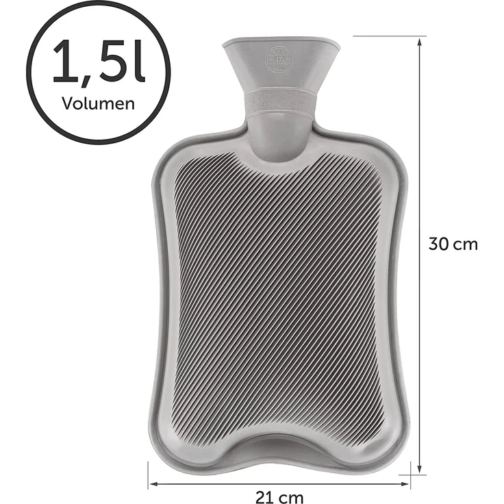 Blumtal Wärmflasche mit weichem Bezug - 1,8L Wärmeflasche, Bettflasche, Wärmflasche flauschig, grau – Bild 4