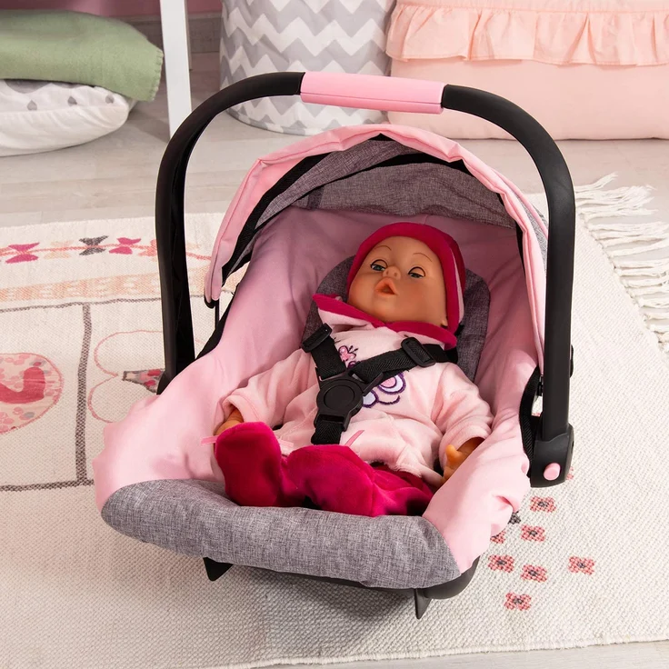 Bayer Puppenautositz mit Dach grau/rosa - Preisvergleich – Bild 9