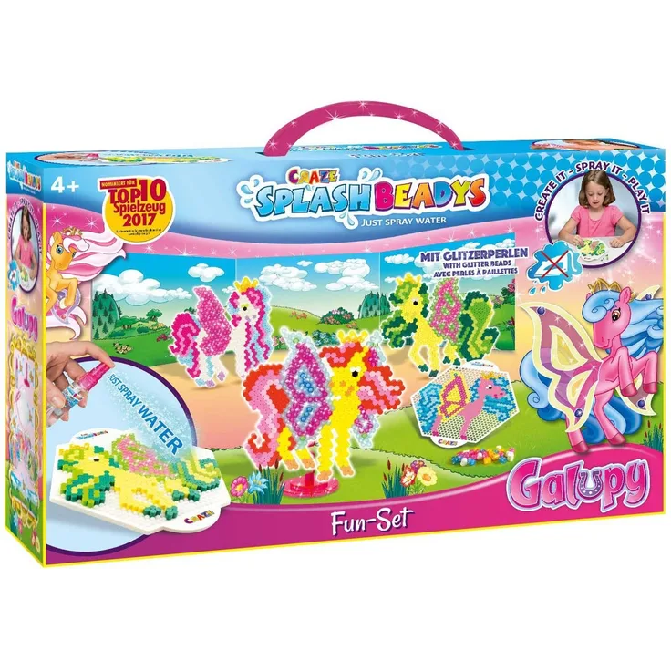 Craze 12253 Bügelperlen Bastelset Funset Splash Beadys Galupy Fun Set, mit Perlen und Zubehör, Steckperlen zum Basteln, XL