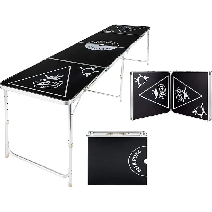 HI Beer-Pong-Klapptisch Höhenverstellbar Schwarz - Preisvergleich – Bild 1