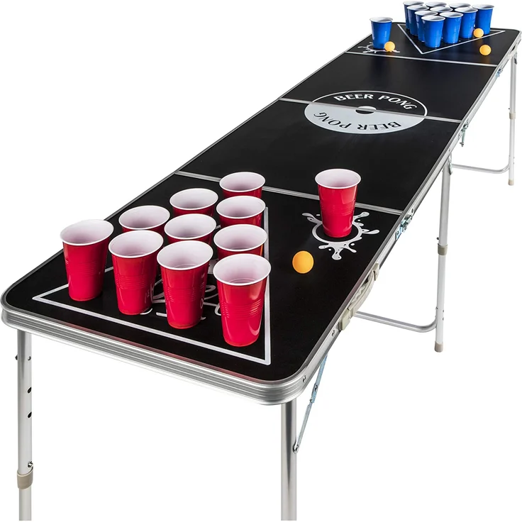 HI Beer-Pong-Klapptisch Höhenverstellbar Schwarz - Preisvergleich – Bild 5