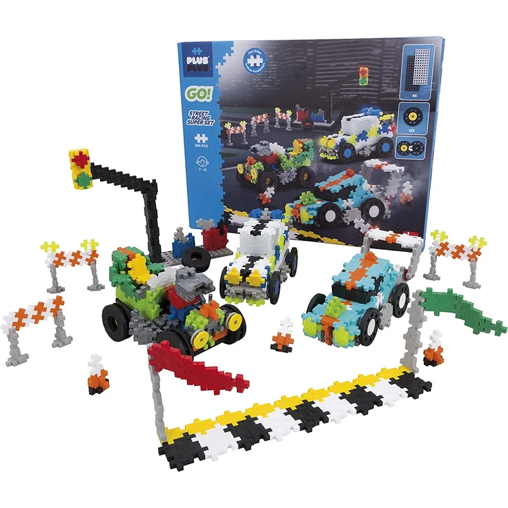 Plus-Plus 9607010 Geniales Konstruktionsspielzeug, Rennautos mit Zubehör, PlusPlus Go Bausteine-Set, 900 Teile – Bild 1