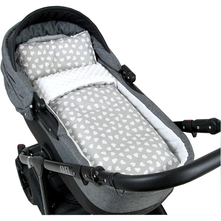 BABYLUX Babydecke MINKY PLÜSCH Kuscheldecke Decke 75 x 60 cm + KISSEN 2 Tlg Set (MP95 - Weiß + Herz)