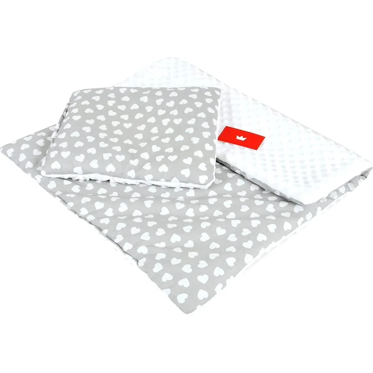 BABYLUX Babydecke MINKY PLÜSCH Kuscheldecke Decke 75 x 60 cm + KISSEN 2 Tlg Set (MP95 - Weiß + Herz) – Bild 2