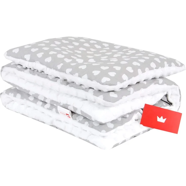 BABYLUX Babydecke MINKY PLÜSCH Kuscheldecke Decke 75 x 60 cm + KISSEN 2 Tlg Set (MP95 - Weiß + Herz) – Bild 3