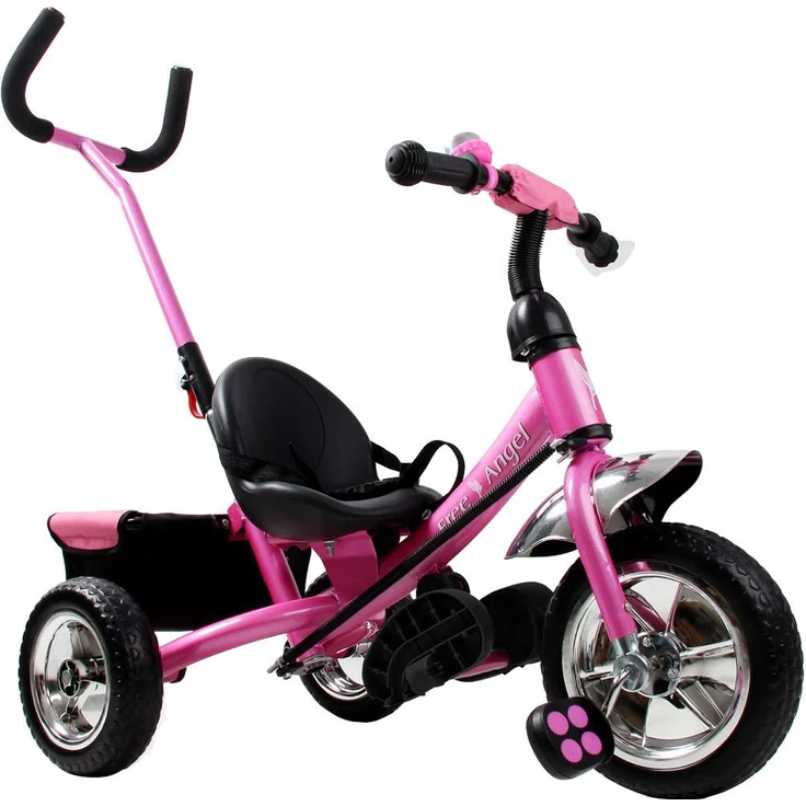 Kinder Dreirad | abnehmbare Lenkstange | Schalensitz | Sicherheitsgurt | Kinderdreirad Pink – Bild 4