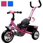 Kinder Dreirad | abnehmbare Lenkstange | Schalensitz | Sicherheitsgurt | Kinderdreirad Pink