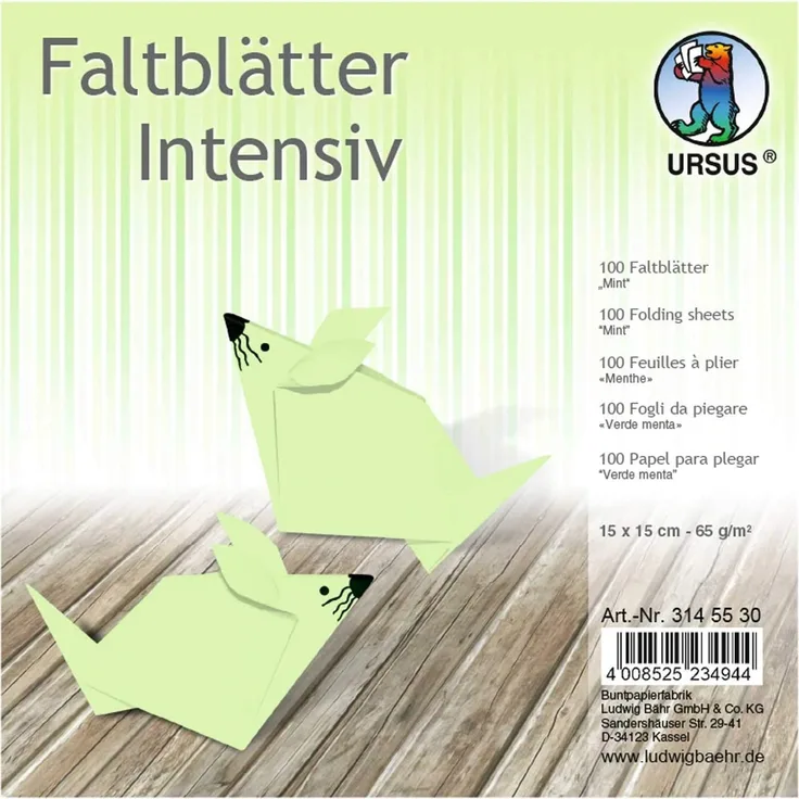 URSUS Faltblätter Intensiv, 15 x 15 cm, mint