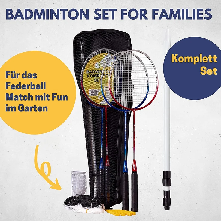 Best Sporting Federball Set Erwachsene und Kinder I Badminton Set bestehend aus Netz, 4 Schlägern, 3 Badmintonbällen und Tasche I Federball Set Kinder I Badminton Netz und Schläger für den Garten - Preisvergleich – Bild 2