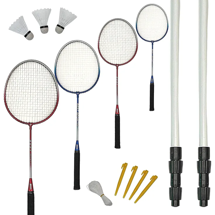 Best Sporting Federball Set Erwachsene und Kinder I Badminton Set bestehend aus Netz, 4 Schlägern, 3 Badmintonbällen und Tasche I Federball Set Kinder I Badminton Netz und Schläger für den Garten - Preisvergleich