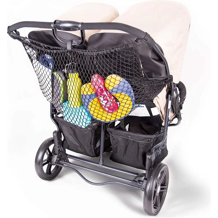 Universal Einkaufsnetz XL für Kinderwagen, Buggy, Sportwagen, Jogger und Zwillingswagen/einfacher Klickverschluss/extra großes Kinderwagennetz - Schwarz - Preisvergleich – Bild 5