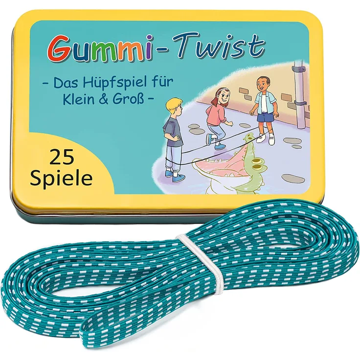 GLÜCKSWOLKE Gummitwist + Anleitung (Buch) mit 25 Spiele I Hüpfgummi für Kinder Sport I Hüpfspiele - Gummi Twist I Outdoor Gartenspiele I Spielzeug für draußen I Geschenke für Junge & Mädchen – NEU - Preisvergleich