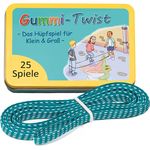 GLÜCKSWOLKE Gummitwist + Anleitung (Buch) mit 25 Spiele I Hüpfgummi für Kinder Sport I Hüpfspiele - Gummi Twist I Outdoor Gartenspiele I Spielzeug für draußen I Geschenke für Junge & Mädchen – NEU - Preisvergleich