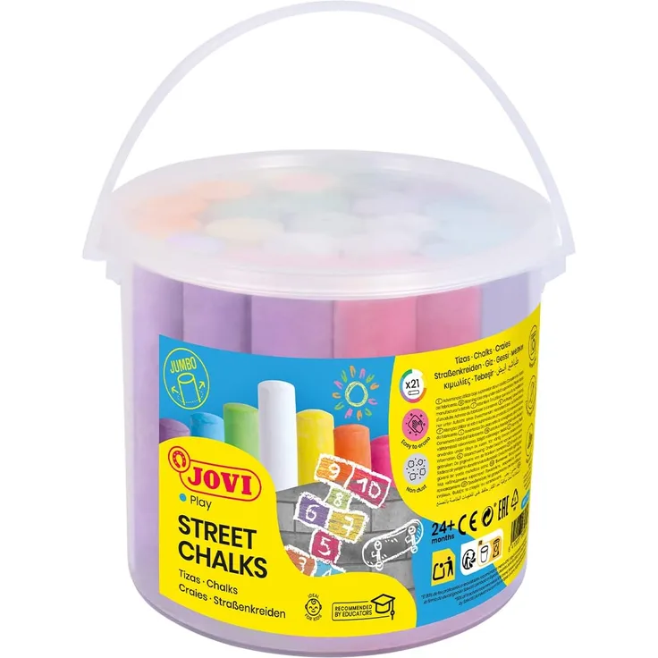 Jovi Straßenkreide Classcolor, staubarm, sehr gute Farbabgabe, leicht abwischbar, Durchmesser 2,0 cm, 20 Stück