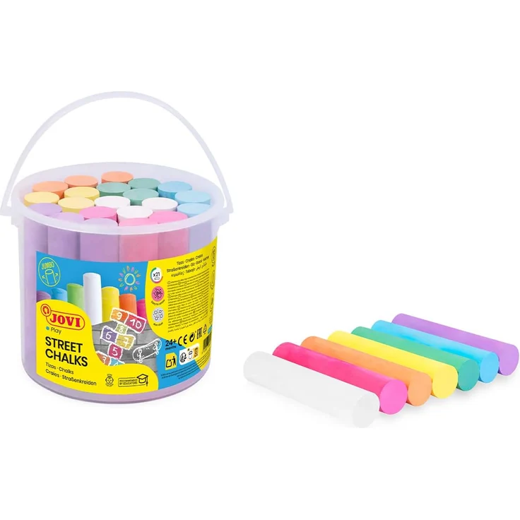 Jovi Straßenkreide Classcolor, staubarm, sehr gute Farbabgabe, leicht abwischbar, Durchmesser 2,0 cm, 20 Stück – Bild 2