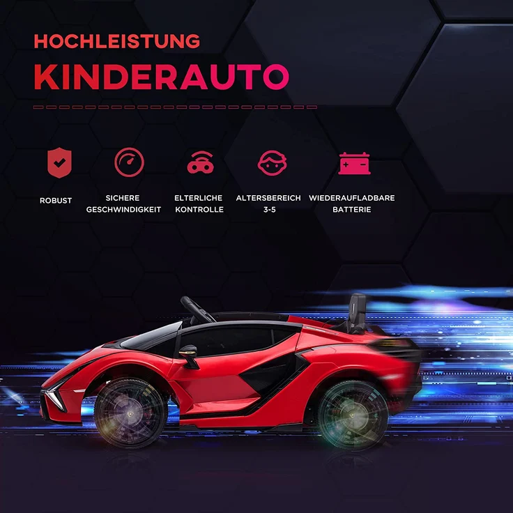 Kinder Elektroauto mit Fernbedienung (Farbe: rot) – Bild 4