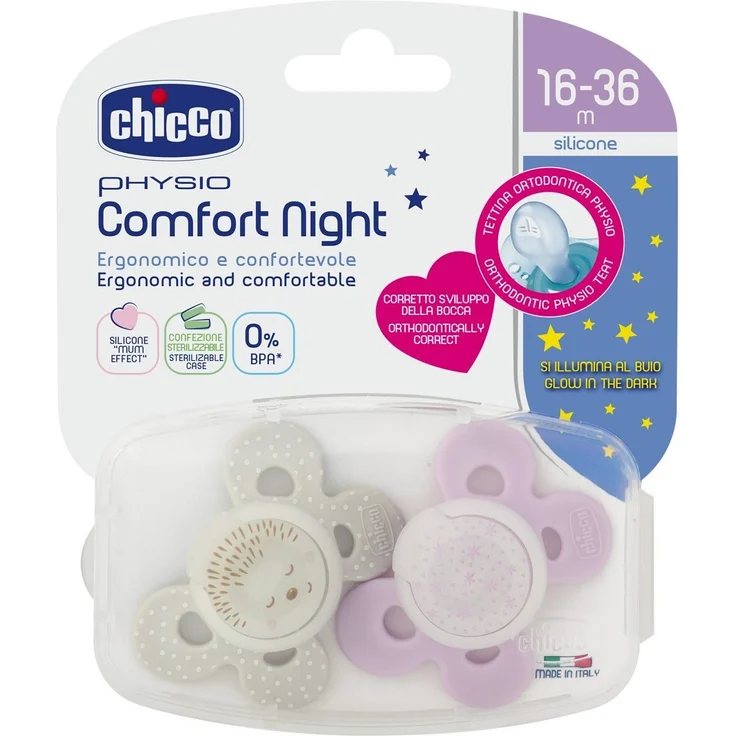 Chicco PhysioForma Comfort Schnuller 16-36 Monate, 2 Stück, Schnuller mit Silikon-Sauger, Unterstützt Physiologische Atmung und Fördert Korrekte Entwicklung des Mundes, Verschiedene Farben – Bild 5