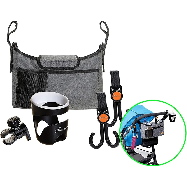 Dreambaby® 3-in-1 Kinderwagentasche Combo Set für unterwegs (Kinderwagen-Tasche / Kinderwagenhaken / Becherhalter)