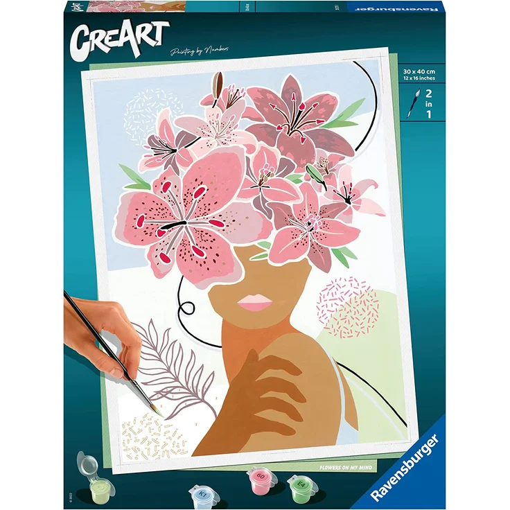 Ravensburger 20275 - CreArt, Malen nach Zahlen, Flowers on my Mind, 30x40cm, Malset – Bild 1
