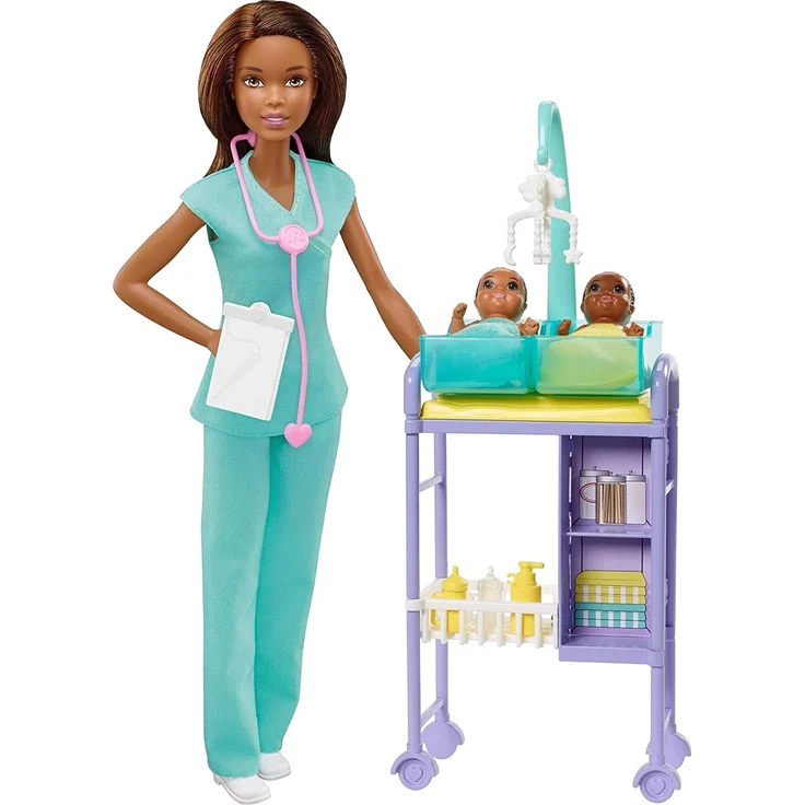 Barbie GKH24 - Kinderärztin Puppe (brünett) und Spielset mit Zubehörteilen, Spielzeug ab 3 Jahren – Bild 1