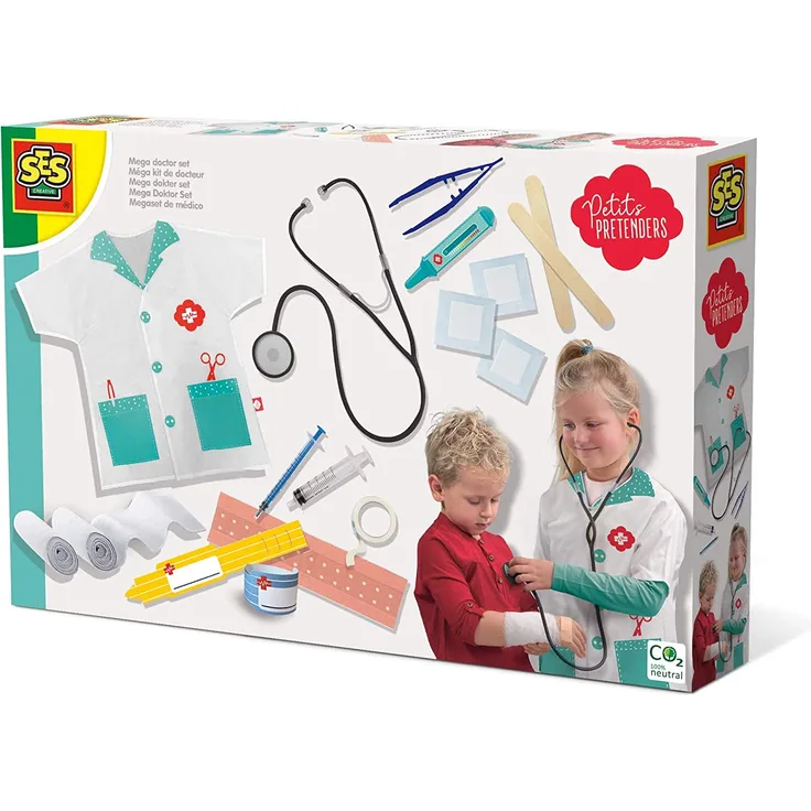 Ses Creative Mega Junior-Arzt-Set Weiß/Grün 17-Tlg