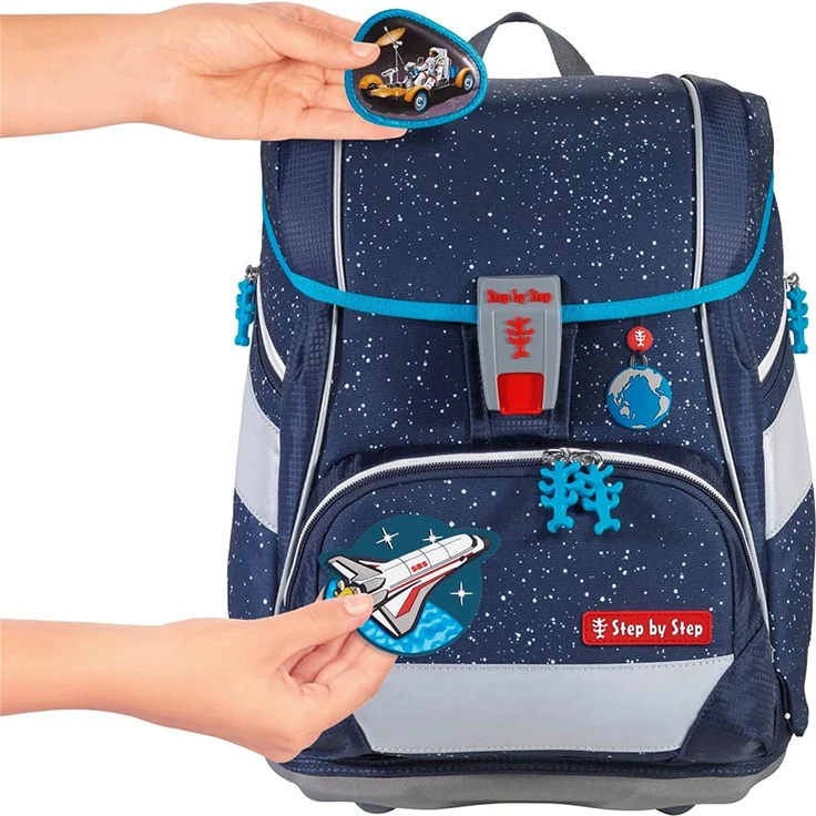 Step by Step 2in1 Plus 'Sky Rocket Rico' Schulranzen-Set, 6tlg., 19 Liter Volumen, Schulranzen und Schulrucksack in einem, reflektierend, blau – Bild 8