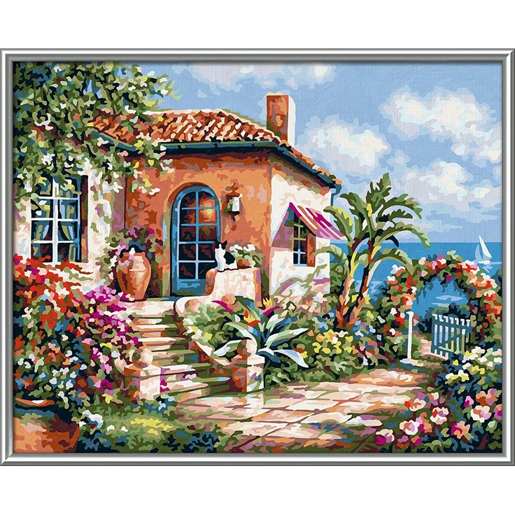 Schipper 609240795 Malen nach Zahlen, Ferienhaus am Meer - Bilder malen für Erwachsene, inklusive Pinsel und Acrylfarben, 24 x 30 cm – Bild 3