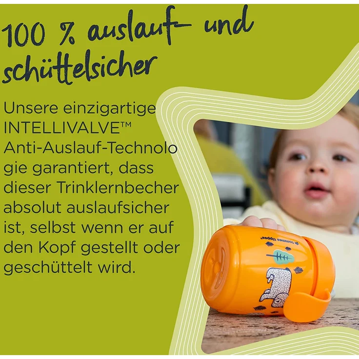 Tommee Tippee Superstar Sippee, Trinklernbecher 100% Auslauf- und Schüttelsichere INTELLIVALVE-Technologie, Antibakterieller BACSHIELD-Technologie, 6 M. +, 300ml, Blau – Bild 3