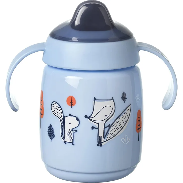 Tommee Tippee Superstar Sippee, Trinklernbecher 100% Auslauf- und Schüttelsichere INTELLIVALVE-Technologie, Antibakterieller BACSHIELD-Technologie, 6 M. +, 300ml, Blau