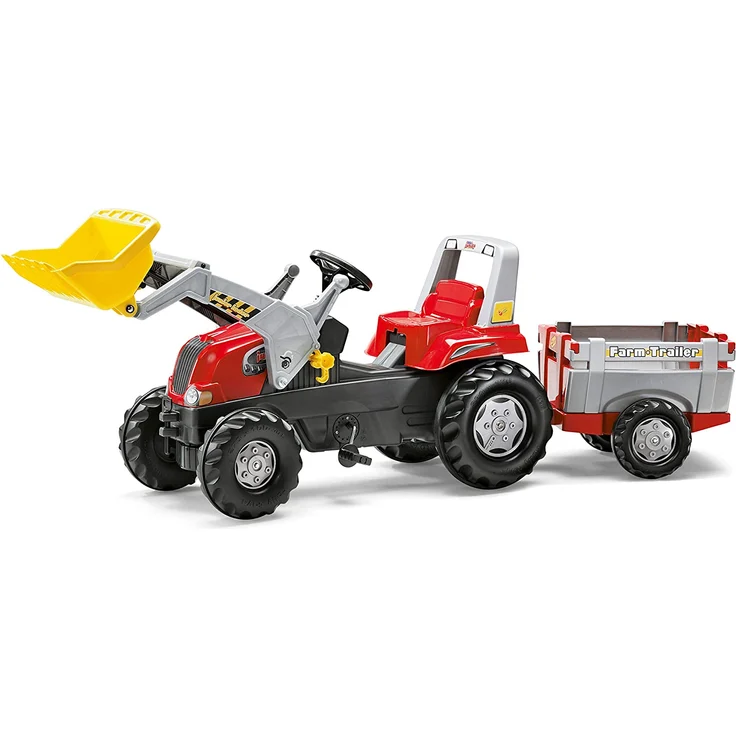 Rolly Toys 811397 rollyJunior RT | Traktor mit Frontlader | Lader und Anhänger rollyFarm Trailer | Flüsterreifen u Sitzverstellung | Motorhaube öffenbar | ab 3 Jahren | Farbe rot/schwarz/grau - Preisvergleich – Bild 1