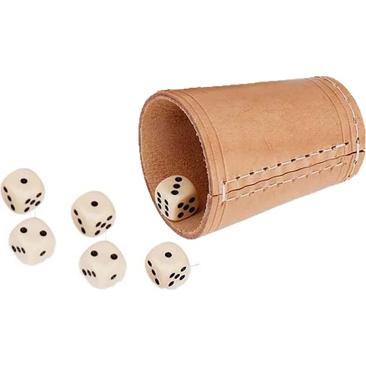 Gico Würfelbecher Leder + 6 Würfel