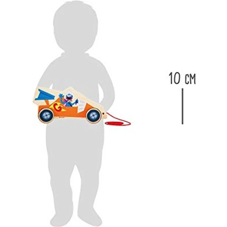 Small Foot 10981 Sesamstrasse Rennauto aus Holz, 100% FSC-Zertifiziert, Ziehspielzeug für Kinder ab 1 Jahr zum Ziehen und Laufen Spielzeug, Mehrfarbig – Bild 3