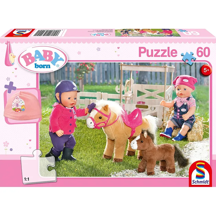 Schmidt Spiele Puzzle 56299 Baby Born, Auf dem Ponyhof, 60 Teile Kinderpuzzle, bunt