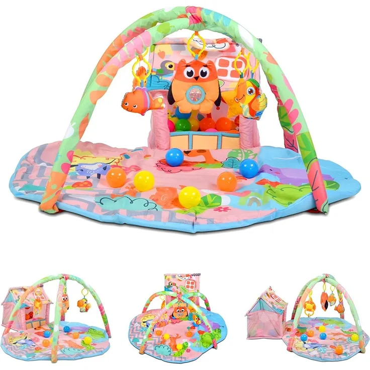 Moni Spielbogen Happy Farm Activity Center 30 Spielbälle kleines Haus Greiflinge pink