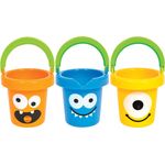 Gowi 558-16 Lustige Monster Eimer, 3teilig, im Netz, Wasserspielzeug