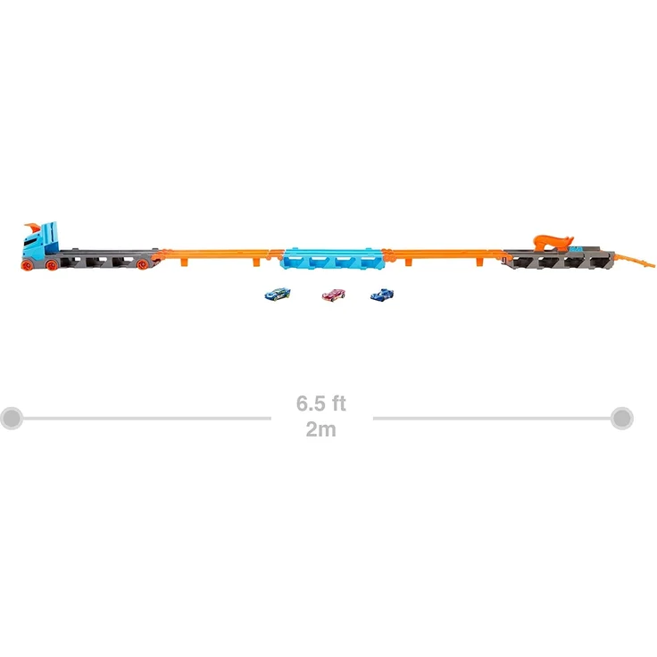 Hot Wheels HGH33 - 2-in-1 Rennbahn-Transporter zur Aufbewahrung mit 3 Fahrzeugen, fasst 20+ Fahrzeuge,Spielzeug von 4 bis 8 Jahren – Bild 6