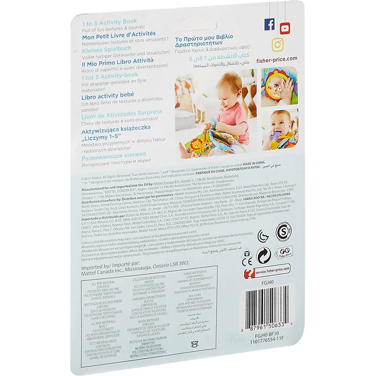 Fisher-Price FGJ40 - Kleines Spielbuch weiches Baby Buch, inkl. 1 abnehmbares Spielzeug, Babyspielzeug ab der Geburt – Bild 13